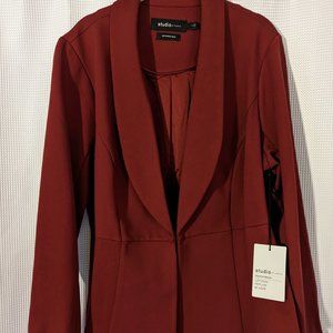 Torrid Studio 2X Uptown Premium Ponte Dark Red peplum blazer